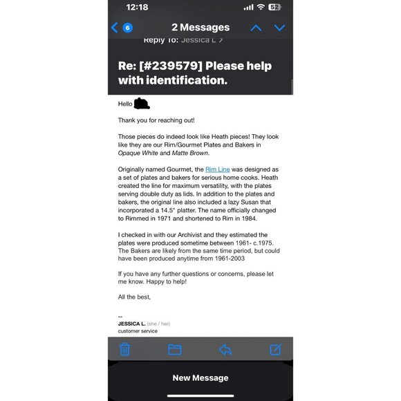 Heath Ceramics Rim Bowls Bakers (Set of 2) Opaque White Matte Brown 5 1/8" - Picture 2 of 10